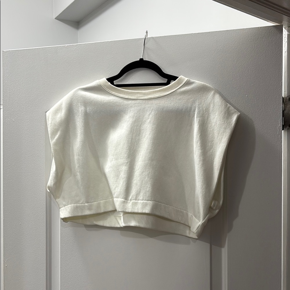 White Sleeveless Crop Top